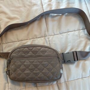 Lole Quilted Crossbody Belt Bag in Taupe